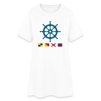 Love – Maritimes Steuerrad mit Signalflaggen - Frauen T-Shirt-Kleid - Weiß - Vorne