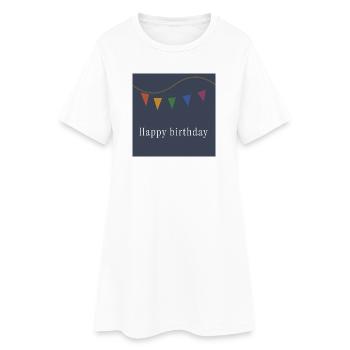 Happy Birthday Colorful Streamers - Women’s T-Shirt Dress - white - Front