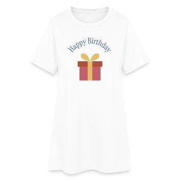 HAPPY BIRTHDAY. HAPPY BIRTHDAY. ANNIVERSARY. - Women’s T-Shirt Dress - white - Front