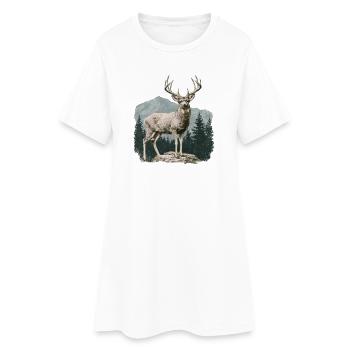 Cerf avec bois - Robe T-shirt Femme - blanc - Devant