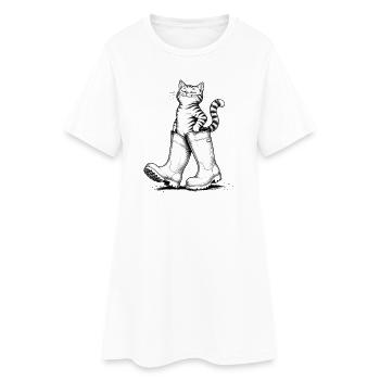 Cat in rubber boots, Puss in Boots - Women’s T-Shirt Dress - white - Front