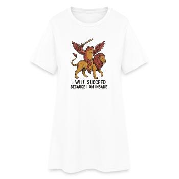 Flügelaffe auf Löwe mit Schwert - Frauen T-Shirt-Kleid - Weiß - Vorne