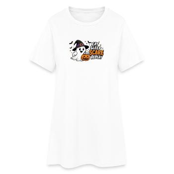 Halloween eat, sleep, scare, repeat - Women’s T-Shirt Dress - white - Front
