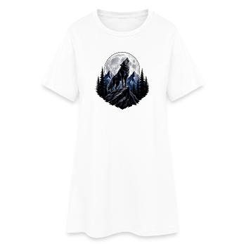 Loup lunaire sur des sommets rocheux - Robe T-shirt Femme - blanc - Devant
