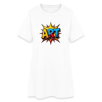 Pop Art "ART" – Gaudy Art Typography Design - Women’s T-Shirt Dress - white - Front