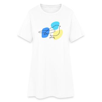 Lineart Blaumeise mit Pastellformen - Frauen T-Shirt-Kleid - Weiß - Vorne