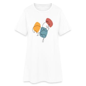 Lineart rooster with colour background - Women’s T-Shirt Dress - white - Front