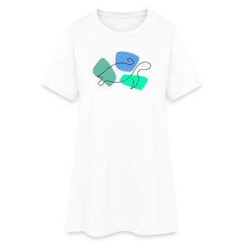 Lineart turtle with color background - Women’s T-Shirt Dress - white - Front
