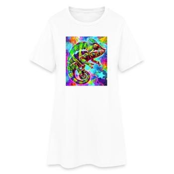 caméléon - Robe T-shirt Femme - blanc - Devant