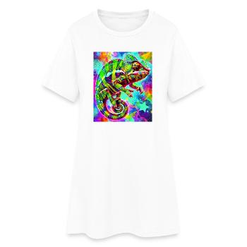 caméléon - Robe T-shirt Femme - blanc - Devant