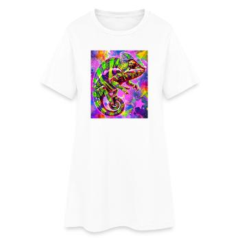 caméléon - Robe T-shirt Femme - blanc - Devant