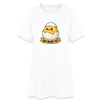 Süßes wütendes Küken in Eierschalen-Cartoon - Frauen T-Shirt-Kleid - Weiß - Vorne