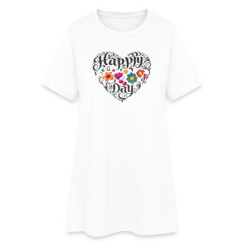 Journée heureuse du cœur fleuri - Robe T-shirt Femme - blanc - Devant