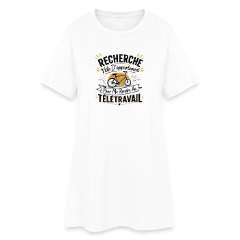 Télétravail, travail humour, humour de bureau - Robe T-shirt Femme - blanc - Devant