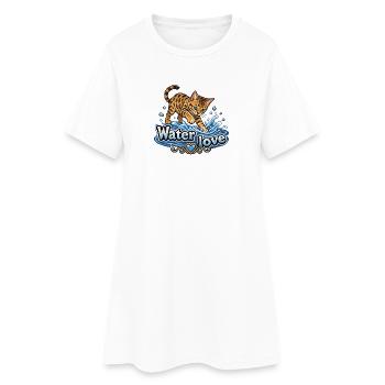Pixel Art rétro Bengal Cat dans l’eau - Robe T-shirt Femme - blanc - Devant