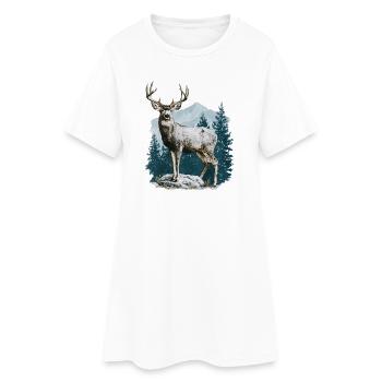 Cerf avec bois - Robe T-shirt Femme - blanc - Devant