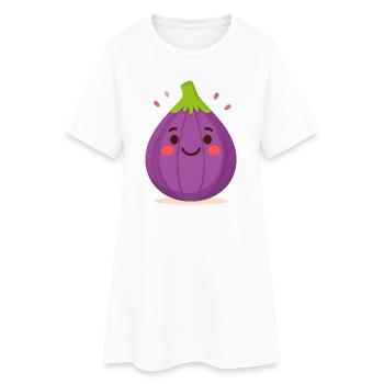 Figue Kawaii violette – Art d’illustration de fruits sucrés - Robe T-shirt Femme - blanc - Devant