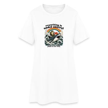 Frosch auf Hai Regenbogen - Frauen T-Shirt-Kleid - Weiß - Vorne