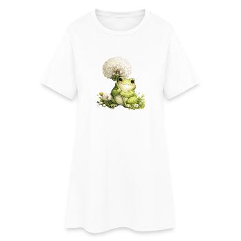 Grenouille mignonne avec pissenlit et fleurs pour - Robe T-shirt Femme - blanc - Devant