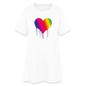 Rainbow Drip Heart - Women’s T-Shirt Dress - white - Front