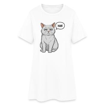 Grimmige Katze - einfach "Nö" - Frauen T-Shirt-Kleid - Weiß - Vorne
