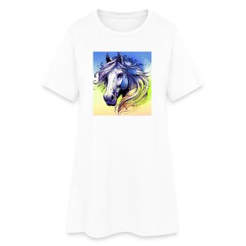 cheval - Robe T-shirt Femme - blanc - Devant