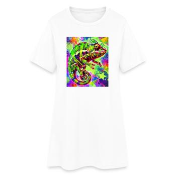 caméléon - Robe T-shirt Femme - blanc - Devant