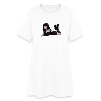 Élégante Sombre Pin-up Gothique - Robe T-shirt Femme - blanc - Devant