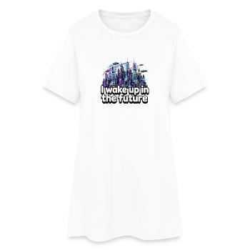 Je me réveille dans le futur - Neon Cyberpunk City - Robe T-shirt Femme - blanc - Devant