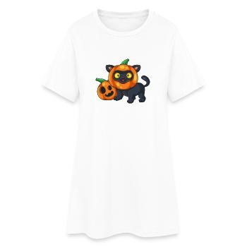 Chat Halloween Citrouille mignonne - Robe T-shirt Femme - blanc - Devant