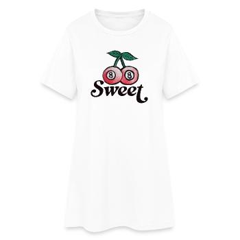 Sweet Cherry Duo Graphic on Apparel - Women’s T-Shirt Dress - white - Front