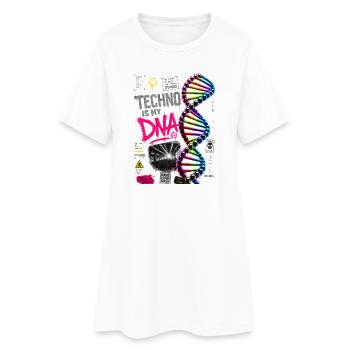Techno est mon ADN, néon arc-en-ciel Helix - Robe T-shirt Femme - blanc - Devant