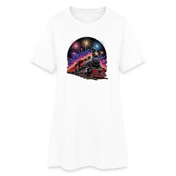 Nuit des feux d’artifice du train à vapeur - Robe T-shirt Femme - blanc - Devant