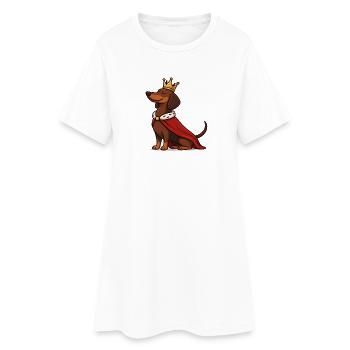 Fier teckel avec couronne – Chien royal - Robe T-shirt Femme - blanc - Devant