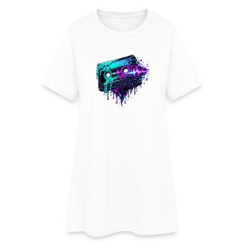 Art de bugs sur cassette néon - Robe T-shirt Femme - blanc - Devant