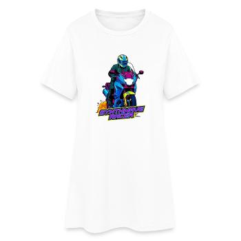 Synthwave Racer Neon Motorcycle - Robe T-shirt Femme - blanc - Devant