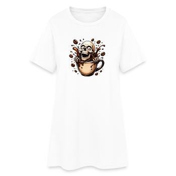Crâne de café dans une tasse - Robe T-shirt Femme - blanc - Devant