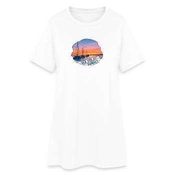 Voiliers Couchant Mer Tu Au Coucher du Soleil - Robe T-shirt Femme - blanc - Devant