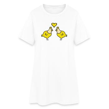 Couple Cœur de Poulets Jumeaux - Robe T-shirt Femme - blanc - Devant