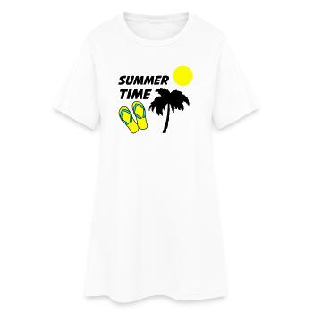 Strandflipflops im Sonnenlicht - Frauen T-Shirt-Kleid - Weiß - Vorne