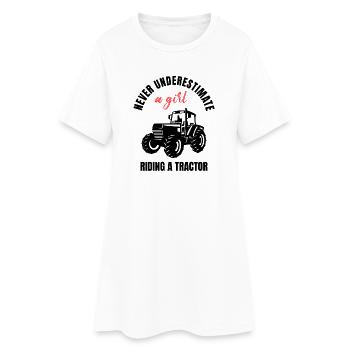 Pouvoir des filles du tracteur - Robe T-shirt Femme - blanc - Devant