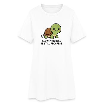 La progression lente reste du progrès mignonne tortue de Kawaii - Robe T-shirt Femme - blanc - Devant