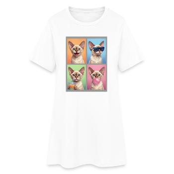 Cats Devon Rex Cat - Women’s T-Shirt Dress - white - Front