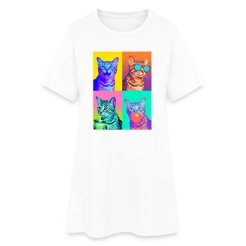 Chats Chat Mau égyptien - Robe T-shirt Femme - blanc - Devant