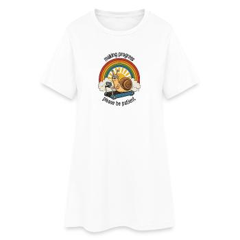 Escargot patient sur tapis roulant - Robe T-shirt Femme - blanc - Devant
