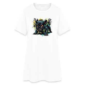 Motif agressif de graffiti du bouledogue français - Robe T-shirt Femme - blanc - Devant