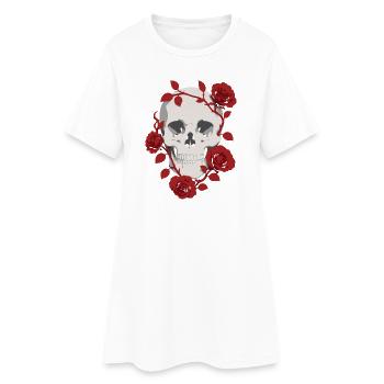Crâne de Rose Cramoisie - Robe T-shirt Femme - blanc - Devant