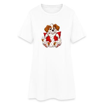 Explosion d’oreiller de chiot coupable - Robe T-shirt Femme - blanc - Devant