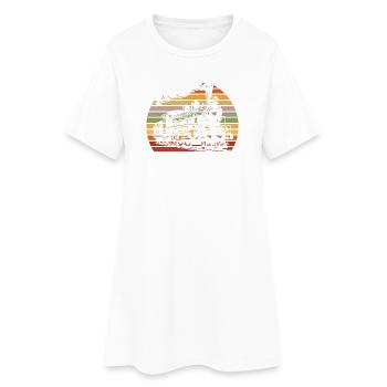 Locomotive rétro vintage Sunset Train - Robe T-shirt Femme - blanc - Devant