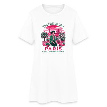 La plante Chic Bloom Paris et le bouledogue français - Robe T-shirt Femme - blanc - Devant